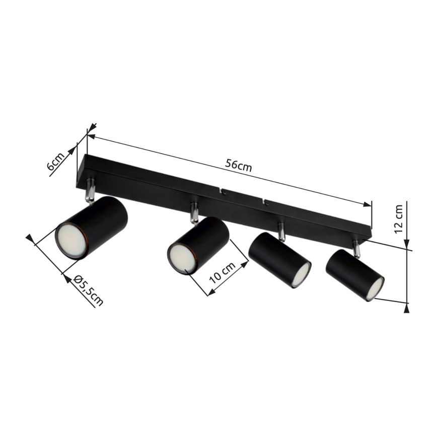 Globo - Spotlampe 4xGU10/35W/230V sort