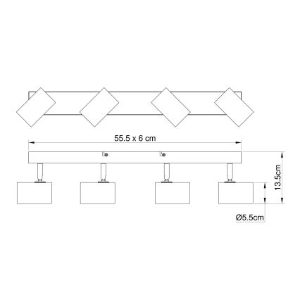 Globo - Spotlampe 4xGU10/35W/230V sort/brun