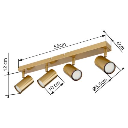 Globo - Spotlampe 4xGU10/35W/230V guldfarvet