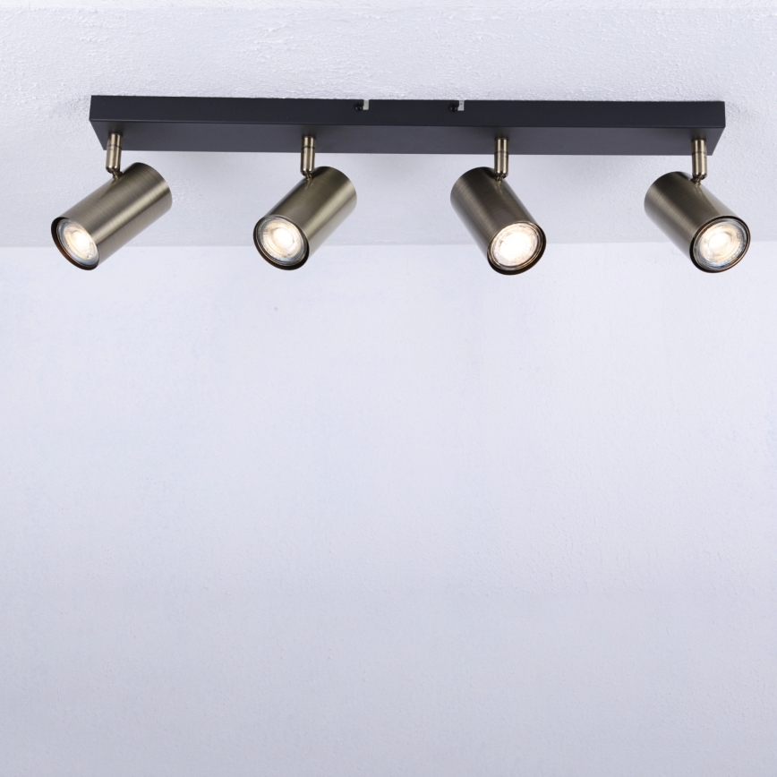 Globo - Spotlampe 4xGU10/35W/230V sort/messing