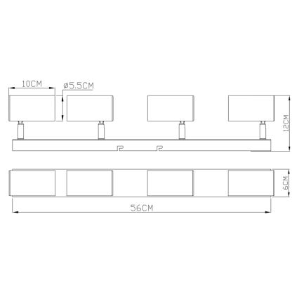 Globo - Spotlampe 4xGU10/35W/230V sort/messing