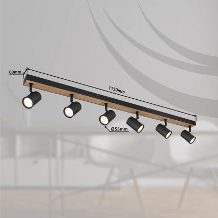 Globo - Spotlampe 6xGU10/35W/230V sort/brun