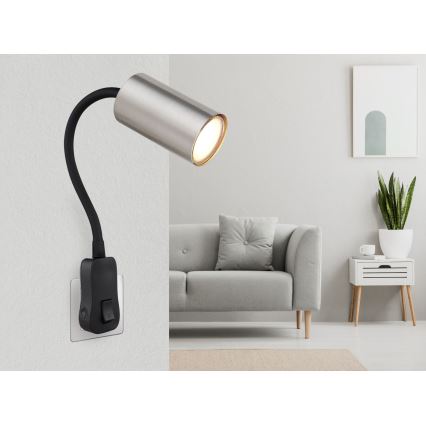Globo - Væghængt spotlampe til stikkontakt 1xGU10/35W/230V mat krom