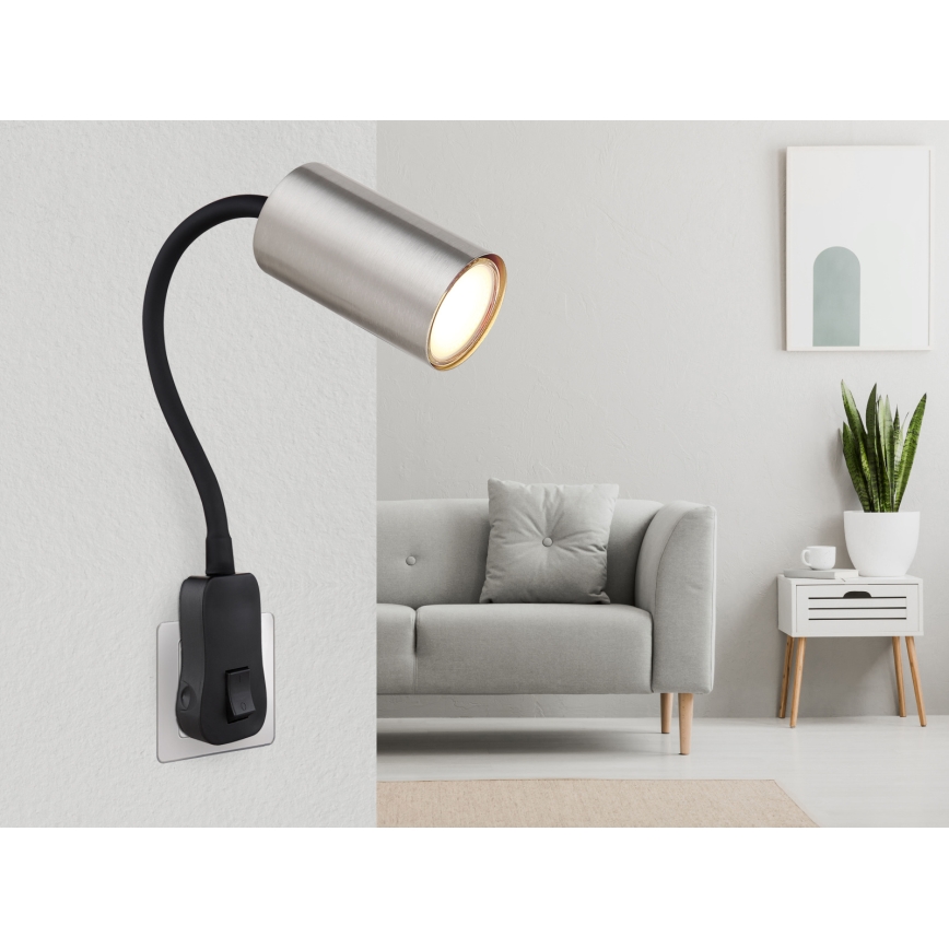 Globo - Væghængt spotlampe til stikkontakt 1xGU10/35W/230V mat krom