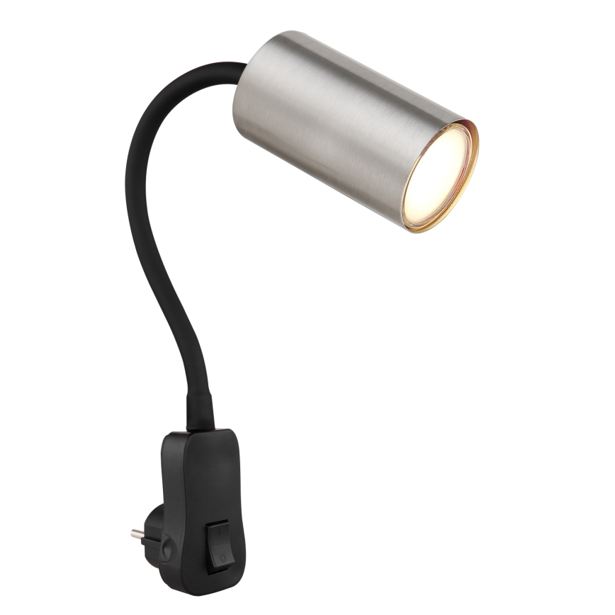 Globo - Væghængt spotlampe til stikkontakt 1xGU10/35W/230V mat krom