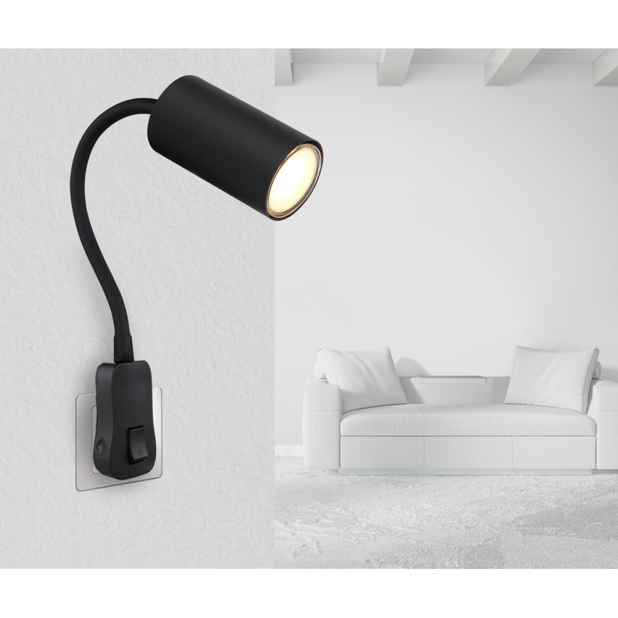 Globo - Vægspot til stikkontakt 1xGU10/35W/230V sort