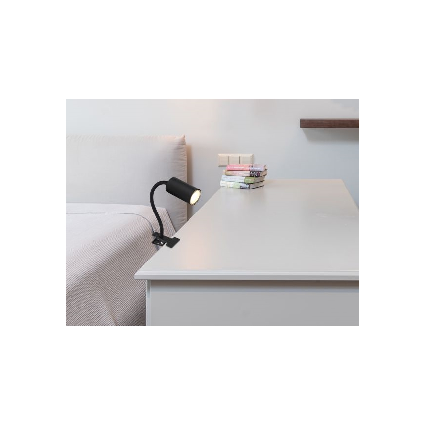 Globo - Fleksibel lampe med klemme 1xGU10/25W/230V sort