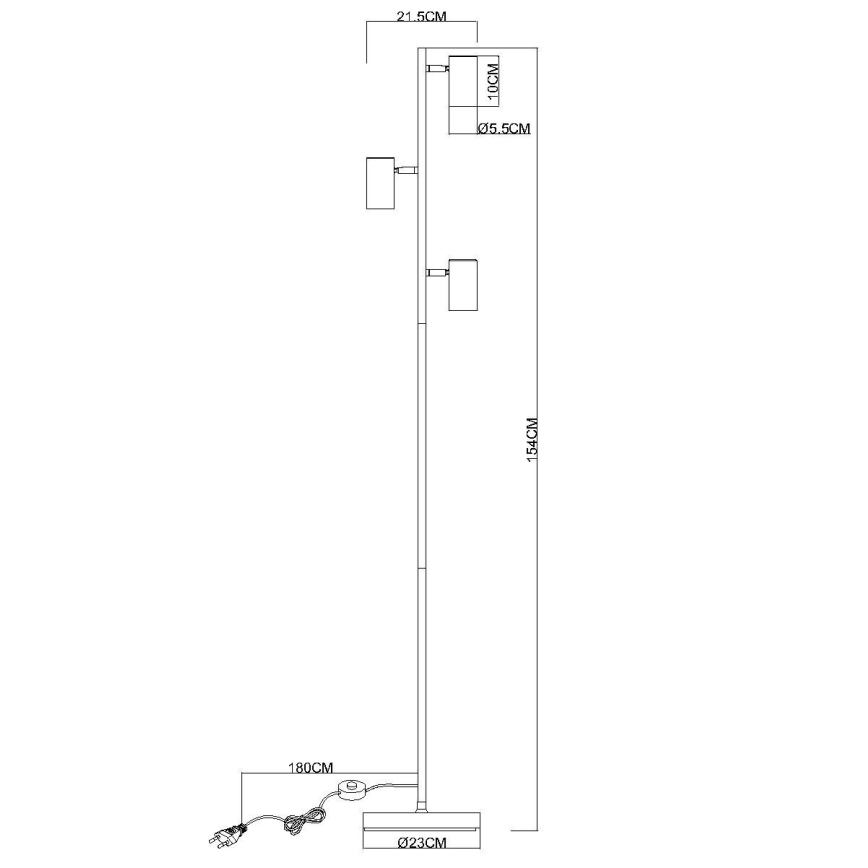 Globo - Gulvlampe 3xGU10/5W/230V grå