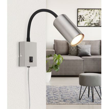 Globo - Fleksibel væglampe 1xGU10/25W/230V sort/mat krom