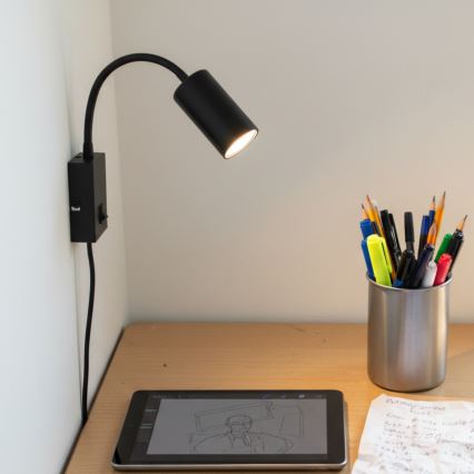 Globo - Fleksibel væglampe 1xGU10/25W/230V sort