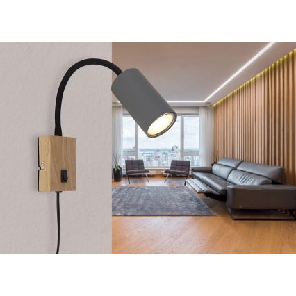 Globo - Fleksibel væglampe 1xGU10/25W/230V grå/brun