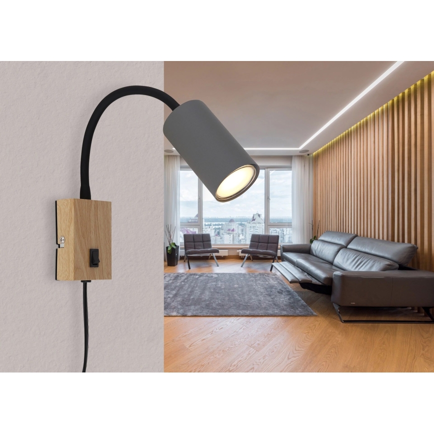 Globo - Fleksibel væglampe 1xGU10/25W/230V grå/brun