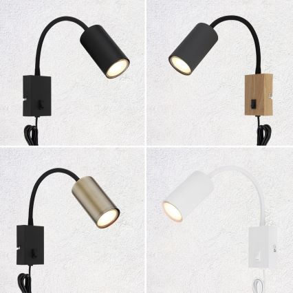 Globo - Fleksibel væglampe 1xGU10/25W/230V sort/messingfarvet