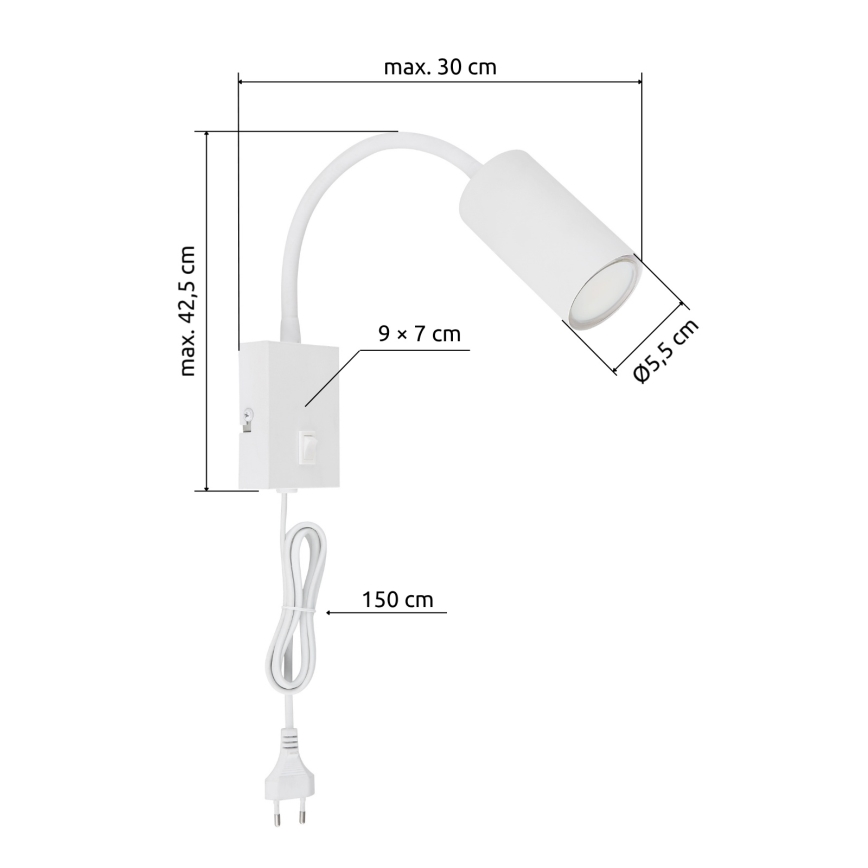 Globo - Fleksibel væglampe 1xGU10/25W/230V hvid