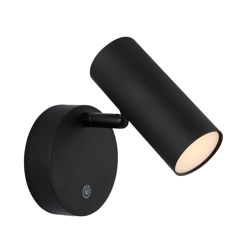 Globo - LED dæmpbar genopladelig vægspotlampe LED/0,4W/3,7V 1800 mAh sort