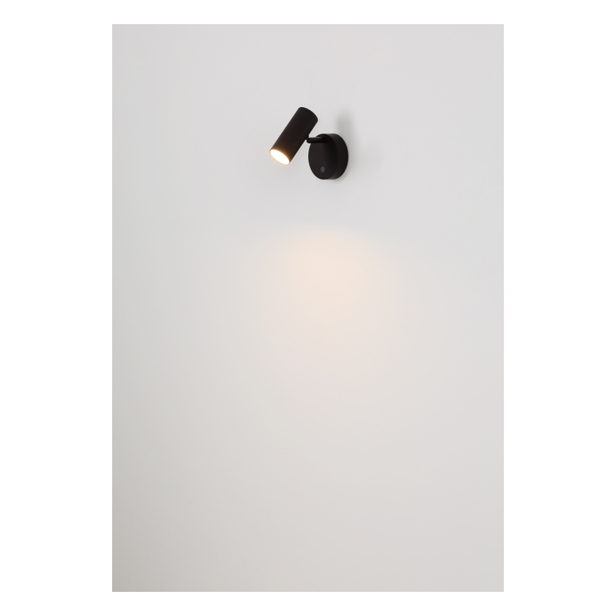 Globo - LED dæmpbar genopladelig vægspotlampe LED/0,4W/3,7V 1800 mAh sort