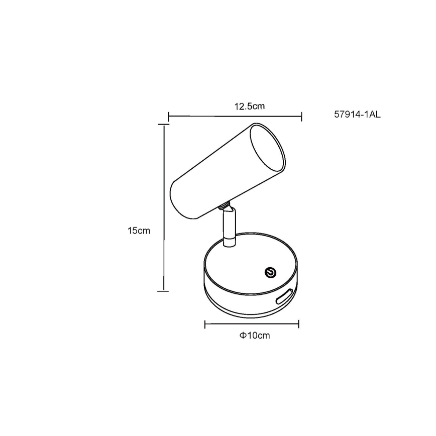 Globo - LED dæmpbar genopladelig vægspotlampe LED/0,4W/3,7V 1800 mAh sort