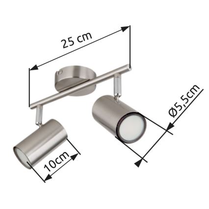 Globo - Spotlampe 2xGU10/25W/230V mat krom
