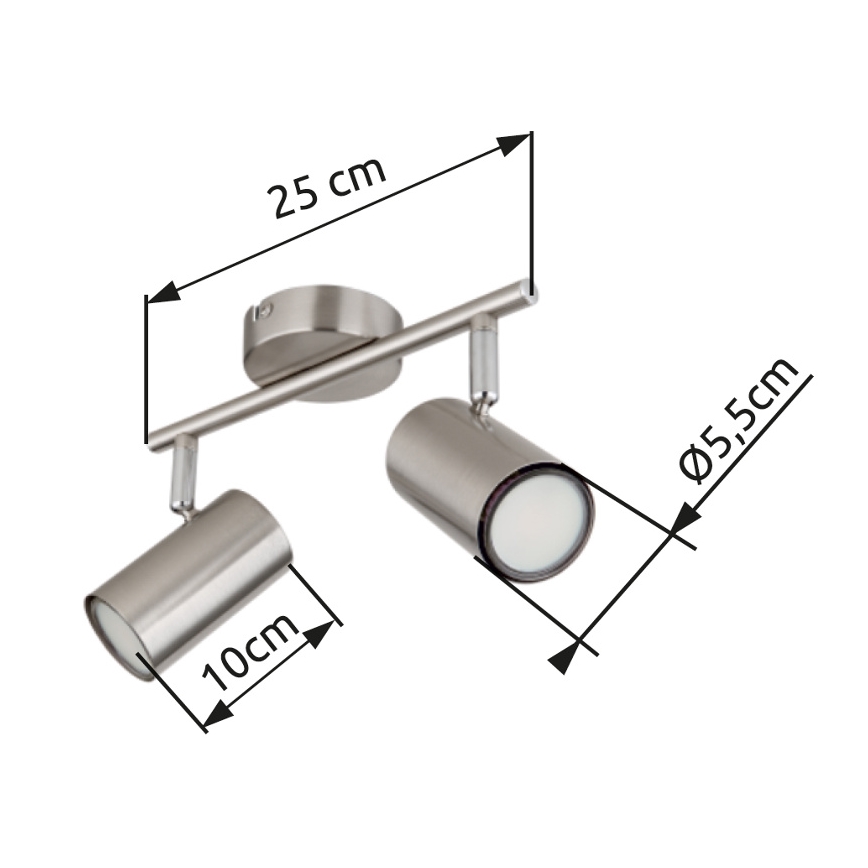 Globo - Spotlampe 2xGU10/25W/230V mat krom