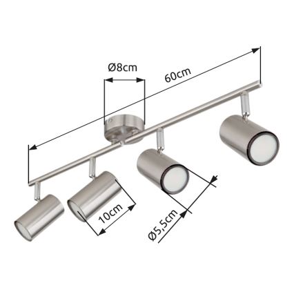 Globo - Spotlampe 4xGU10/25W/230V mat krom