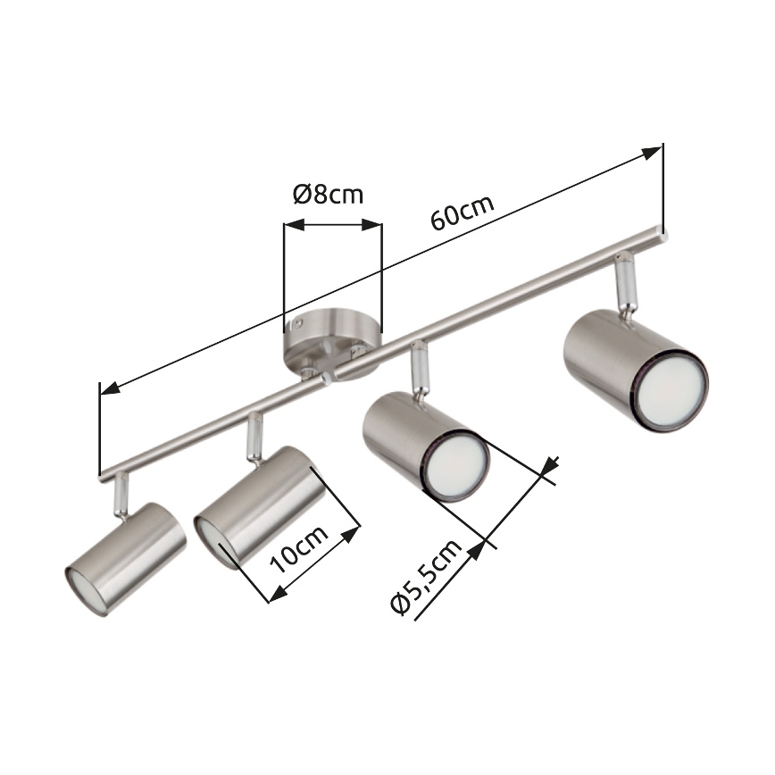 Globo - Spotlampe 4xGU10/25W/230V mat krom