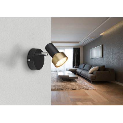 Globo - Vægspot 1xGU10/25W/230V sort/guldfarvet