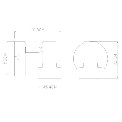 Globo - Vægspot 1xGU10/25W/230V sort/guldfarvet