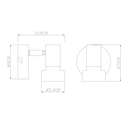 Globo - Vægspot 1xGU10/25W/230V sort/sølvfarvet