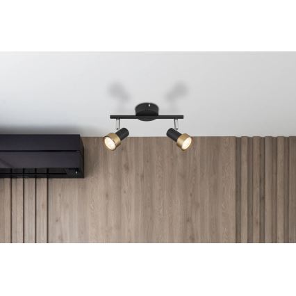 Globo - Spotlampe  2xGU10/25W/230V sort/guldfarvet