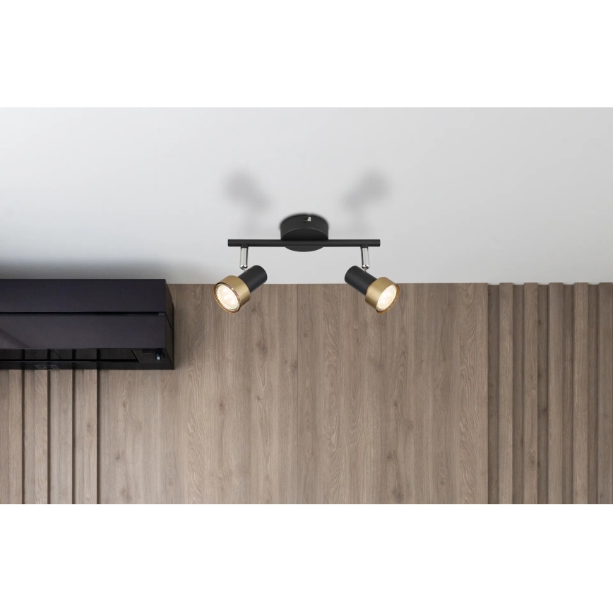 Globo - Spotlampe  2xGU10/25W/230V sort/guldfarvet