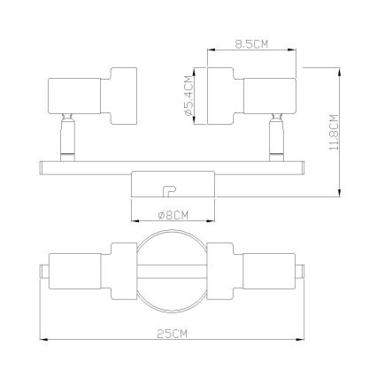 Globo - Spotlampe  2xGU10/25W/230V sort/guldfarvet