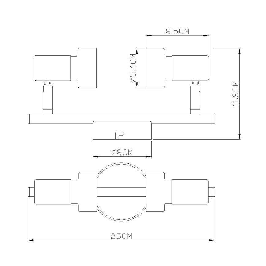 Globo - Spotlampe  2xGU10/25W/230V sort/guldfarvet
