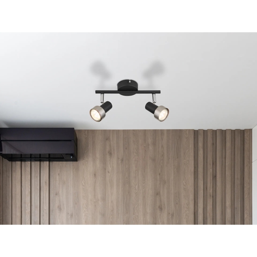 Globo - Spotlampe  2xGU10/25W/230V sort/sølvfarvet