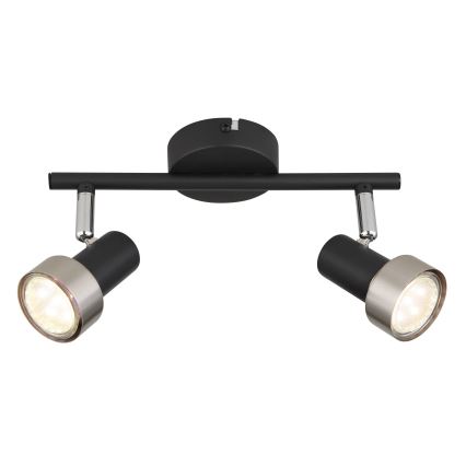 Globo - Spotlampe  2xGU10/25W/230V sort/sølvfarvet