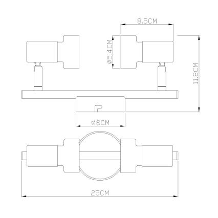 Globo - Spotlampe  2xGU10/25W/230V sort/sølvfarvet