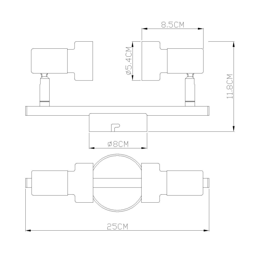 Globo - Spotlampe  2xGU10/25W/230V sort/sølvfarvet