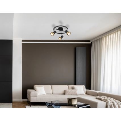 Globo - Spotlampe  3xGU10/25W/230V sort/guldfarvet