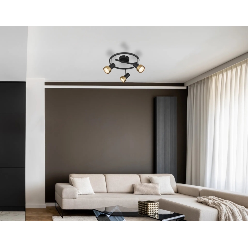 Globo - Spotlampe  3xGU10/25W/230V sort/guldfarvet