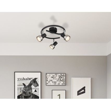 Globo - Spotlampe  3xGU10/25W/230V sort/sølvfarvet