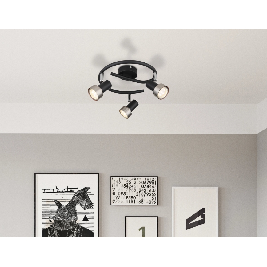 Globo - Spotlampe  3xGU10/25W/230V sort/sølvfarvet