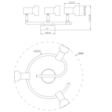 Globo - Spotlampe  3xGU10/25W/230V sort/sølvfarvet