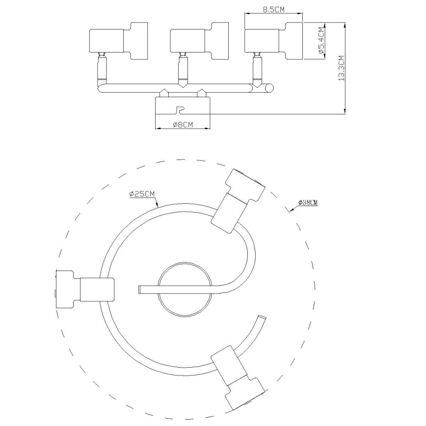 Globo - Spotlampe  3xGU10/25W/230V sort/sølvfarvet