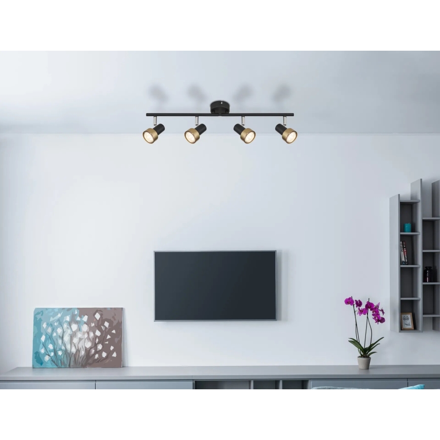 Globo - Spotlampe  4xGU10/25W/230V sort/guldfarvet