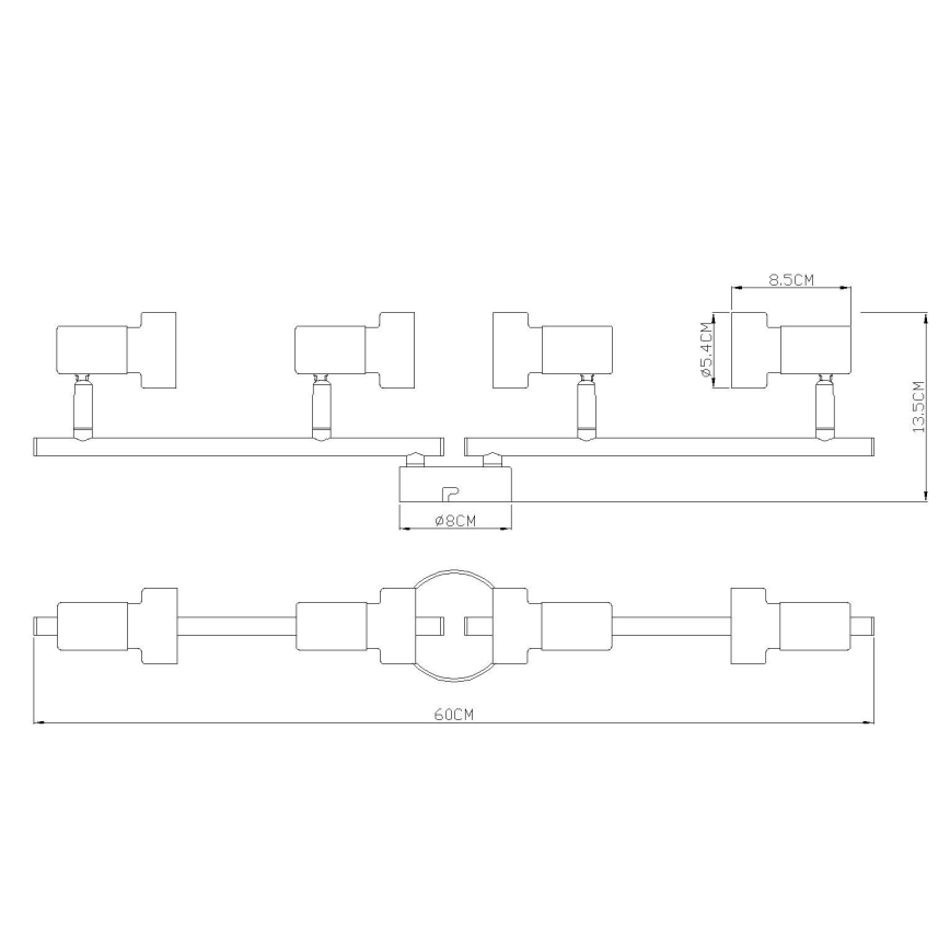Globo - Spotlampe  4xGU10/25W/230V sort/guldfarvet