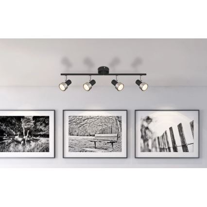 Globo - Spotlampe  4xGU10/25W/230V sort/sølvfarvet