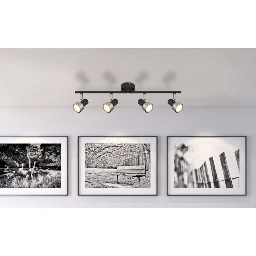 Globo - Spotlampe  4xGU10/25W/230V sort/sølvfarvet