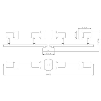 Globo - Spotlampe  4xGU10/25W/230V sort/sølvfarvet
