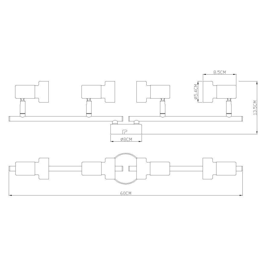 Globo - Spotlampe  4xGU10/25W/230V sort/sølvfarvet