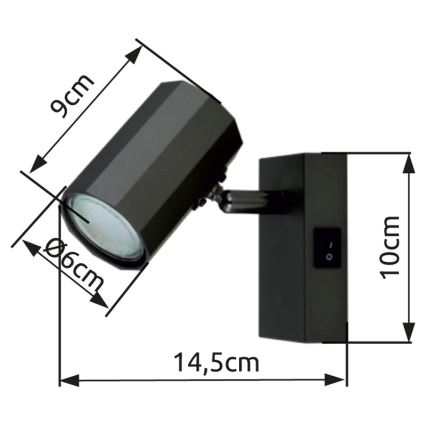 Globo - Vægspot 1xGU10/25W/230V sort