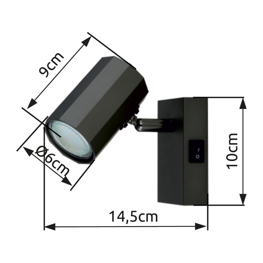 Globo - Vægspot 1xGU10/25W/230V sort